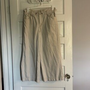 Kensie Beige Wide-Leg Cropped Pants